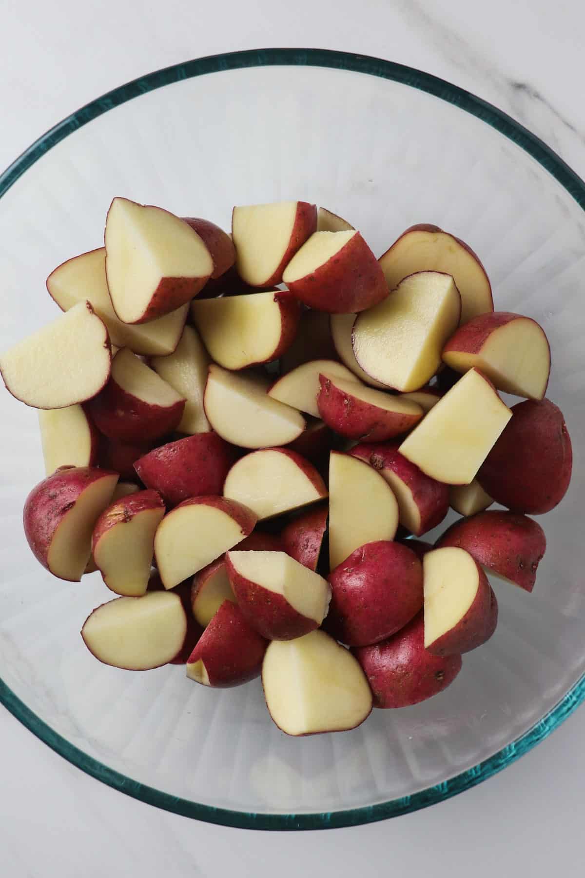 diced red potatoes in bowl