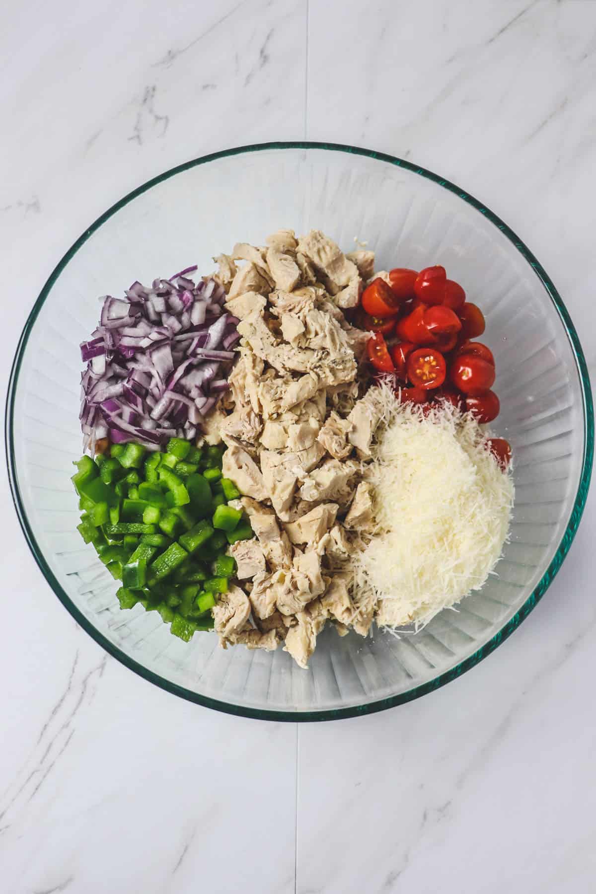 ingredients in italian chicken pasta salad