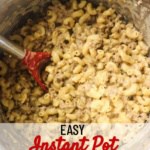 hamburger helper in instant pot with red spoon