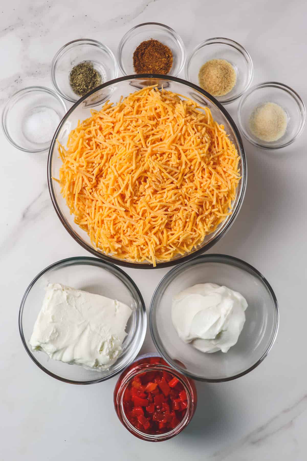 ingredients for no mayo pimento cheese