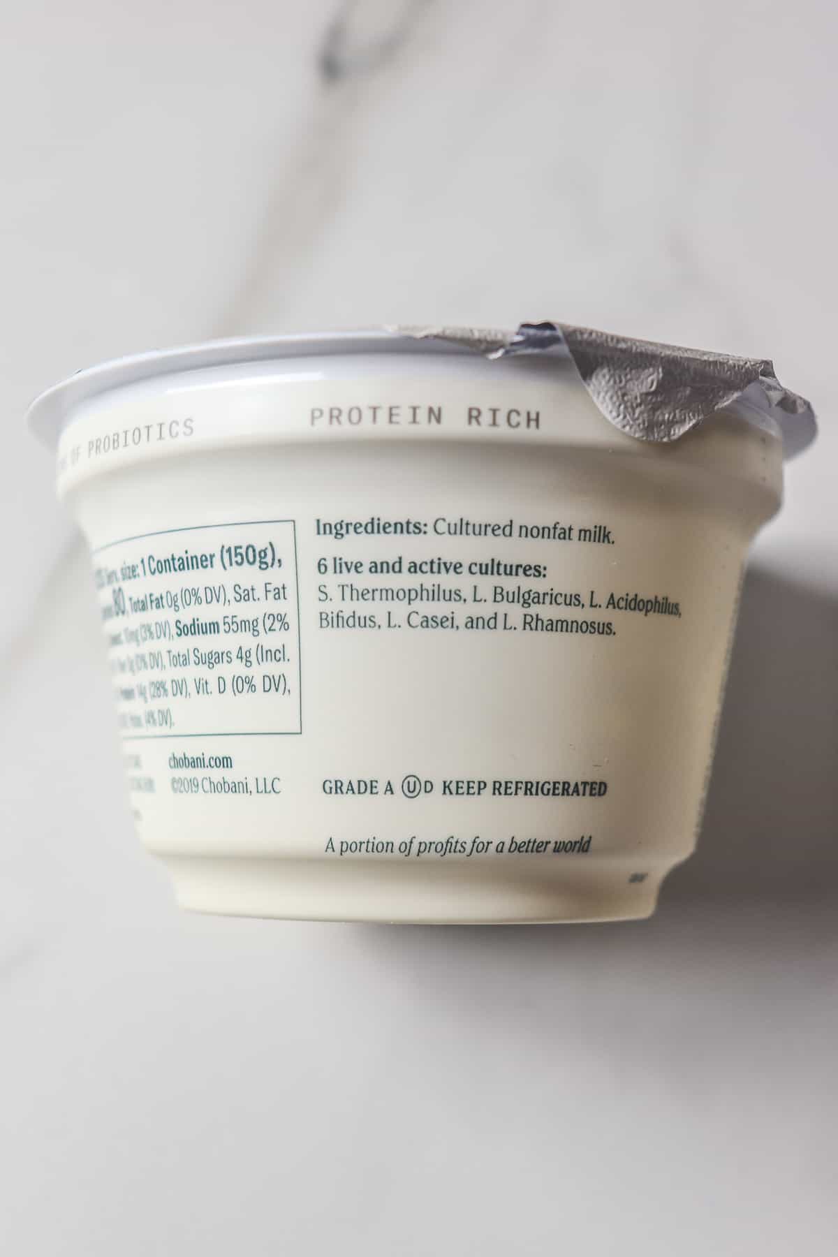 yogurt containing live and active cultures