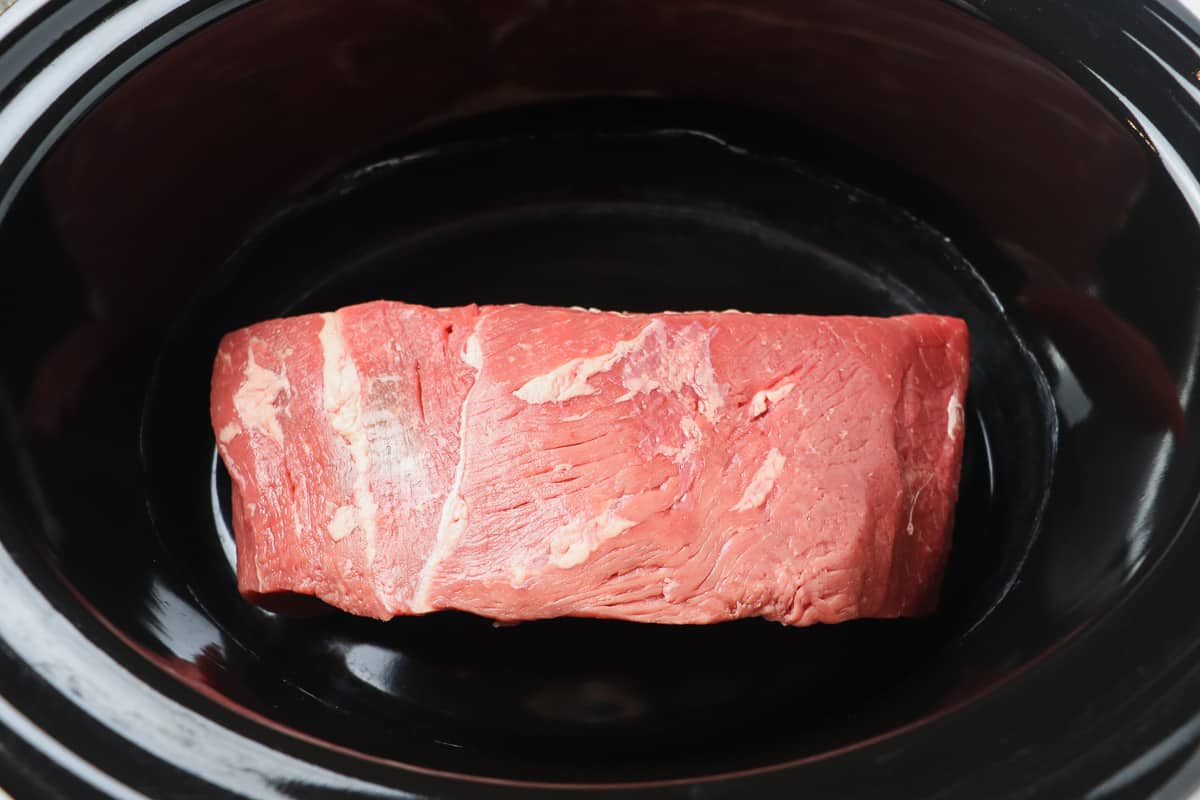 uncooked pot roast in crock pot