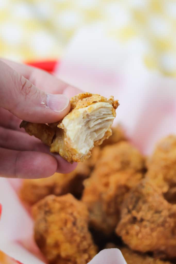 air fryer chicken nuggets with a bite taken out