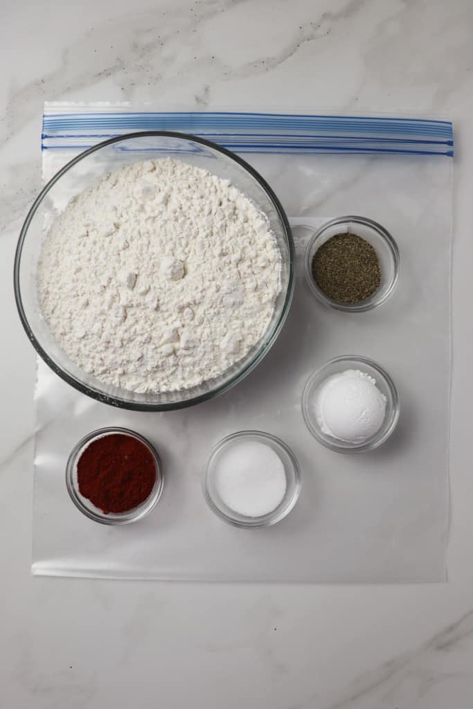 ingredients for chicken nugget breading mixture