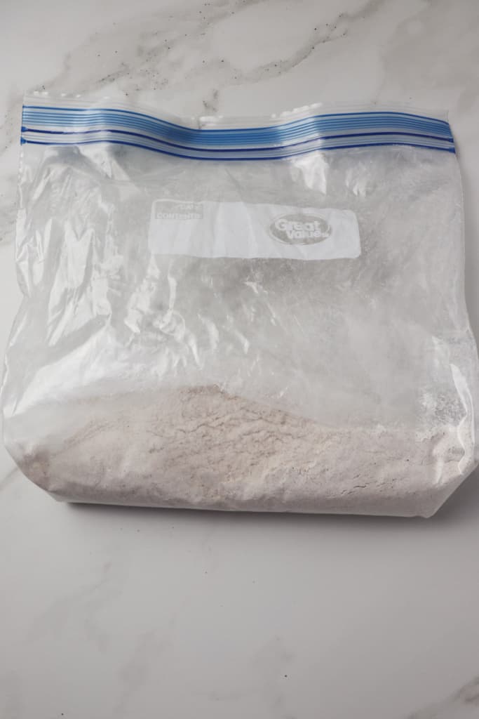 flour mixture in gallon sized bag