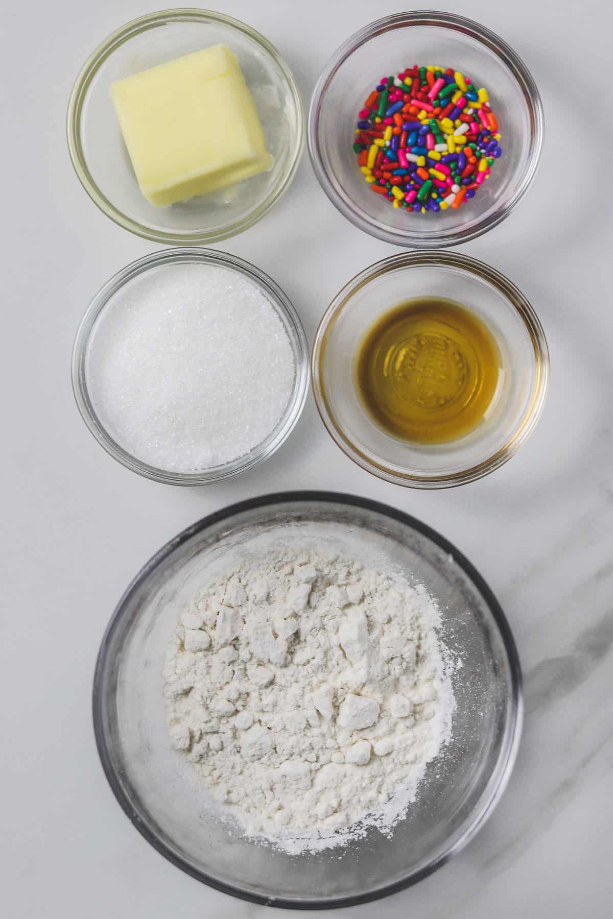 ingredients for single serving edible sugar cookie dough