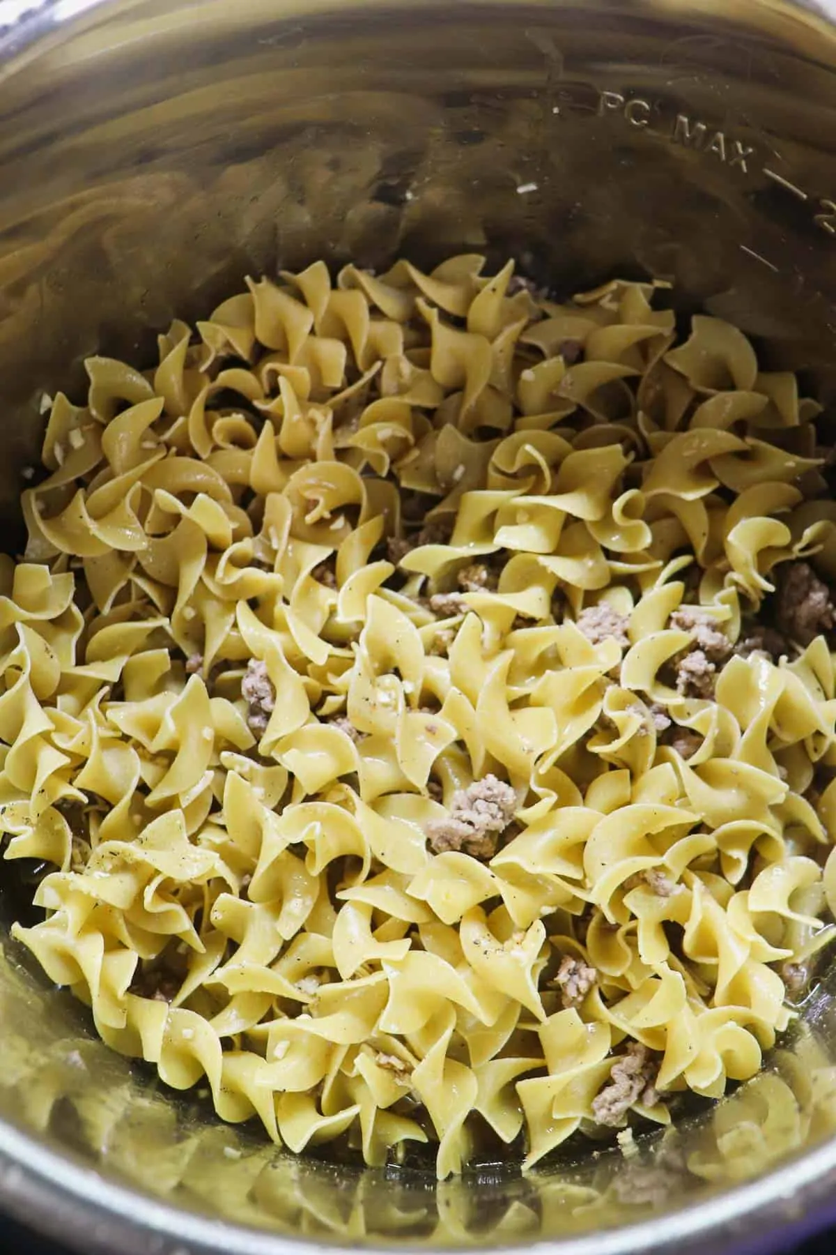 ingredients for ground beef stroganoff in the instant pot