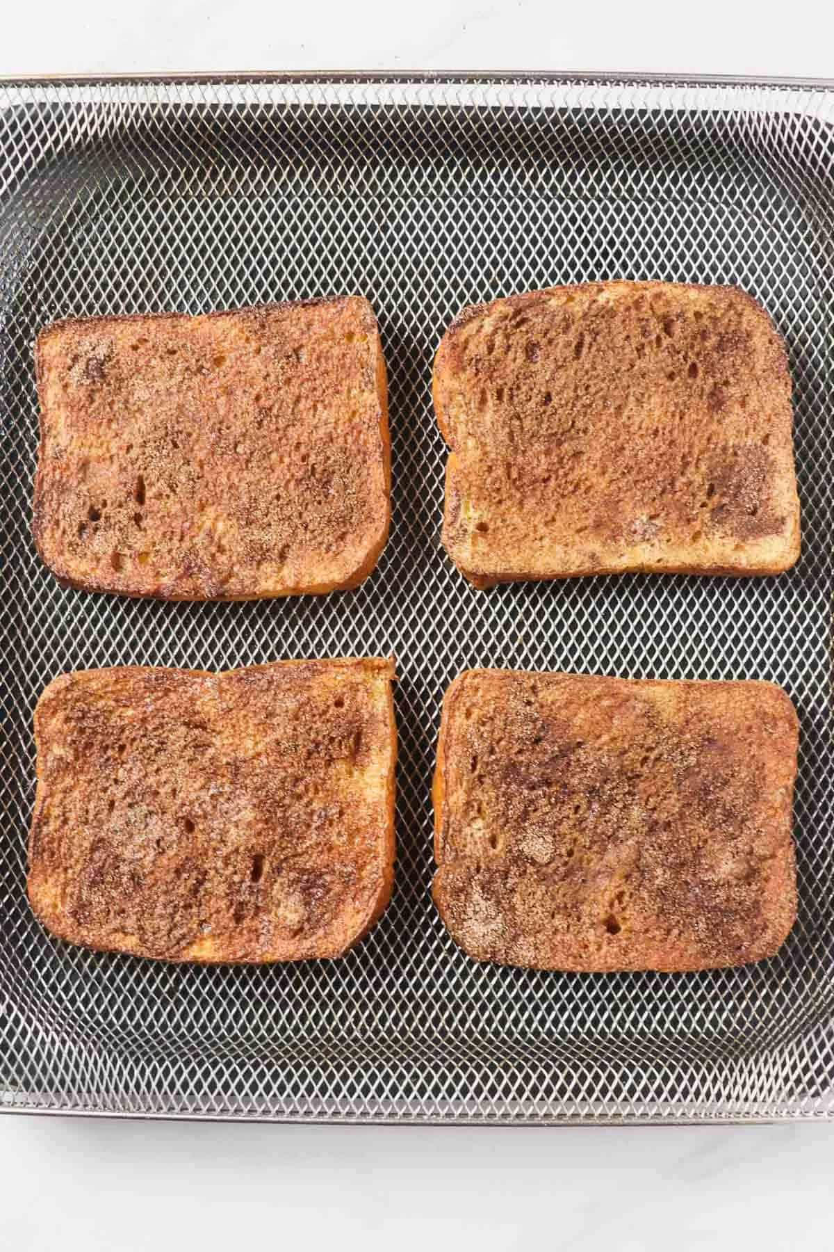 cooked french toast in air fryer basket