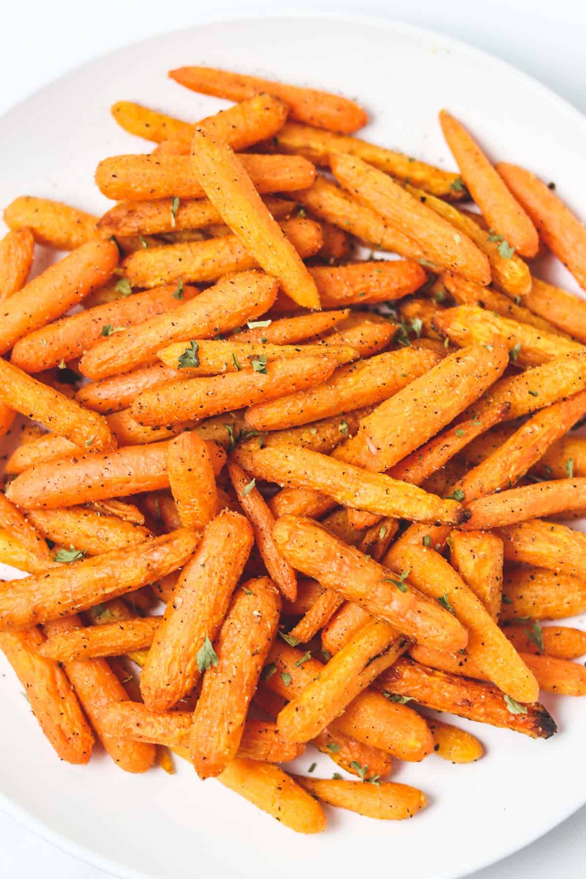 air fryer carrots on white plate