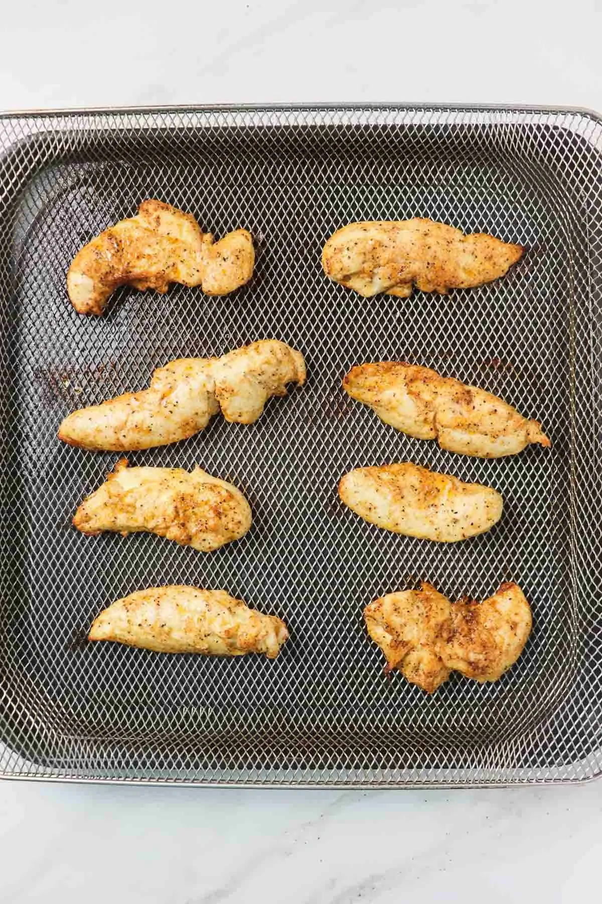 cooked chicken tenders without breading in air fryer basket