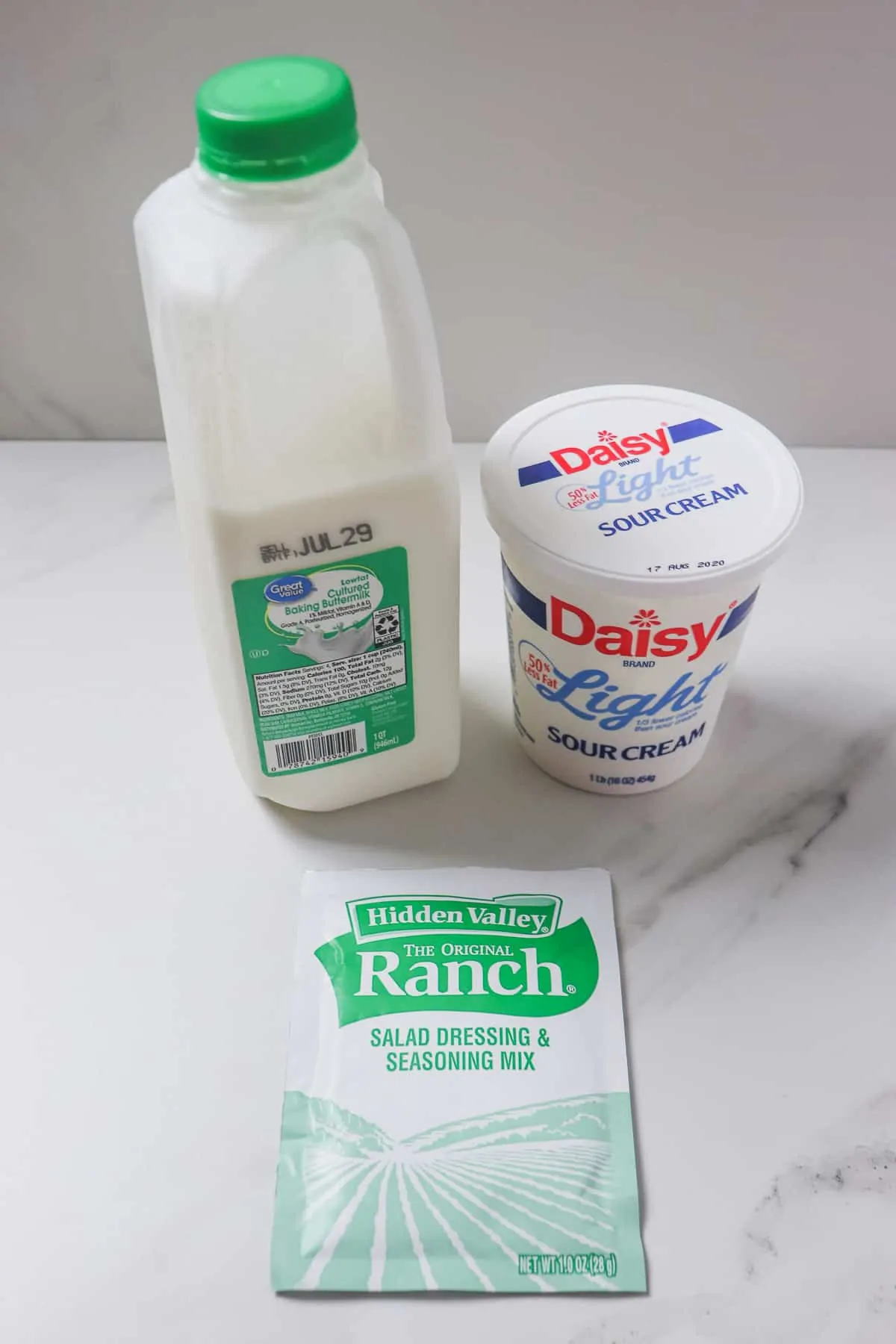 ingredients for buttermilk ranch dip