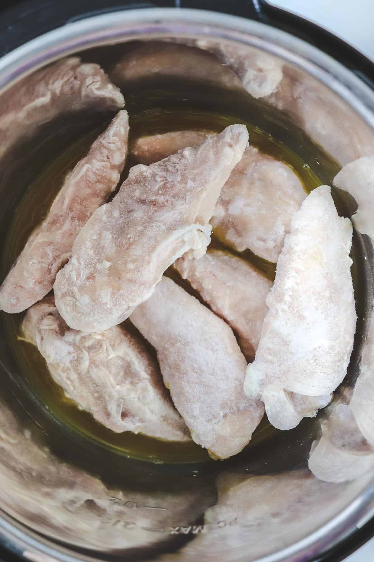 frozen chicken tenders in the instant pot liner