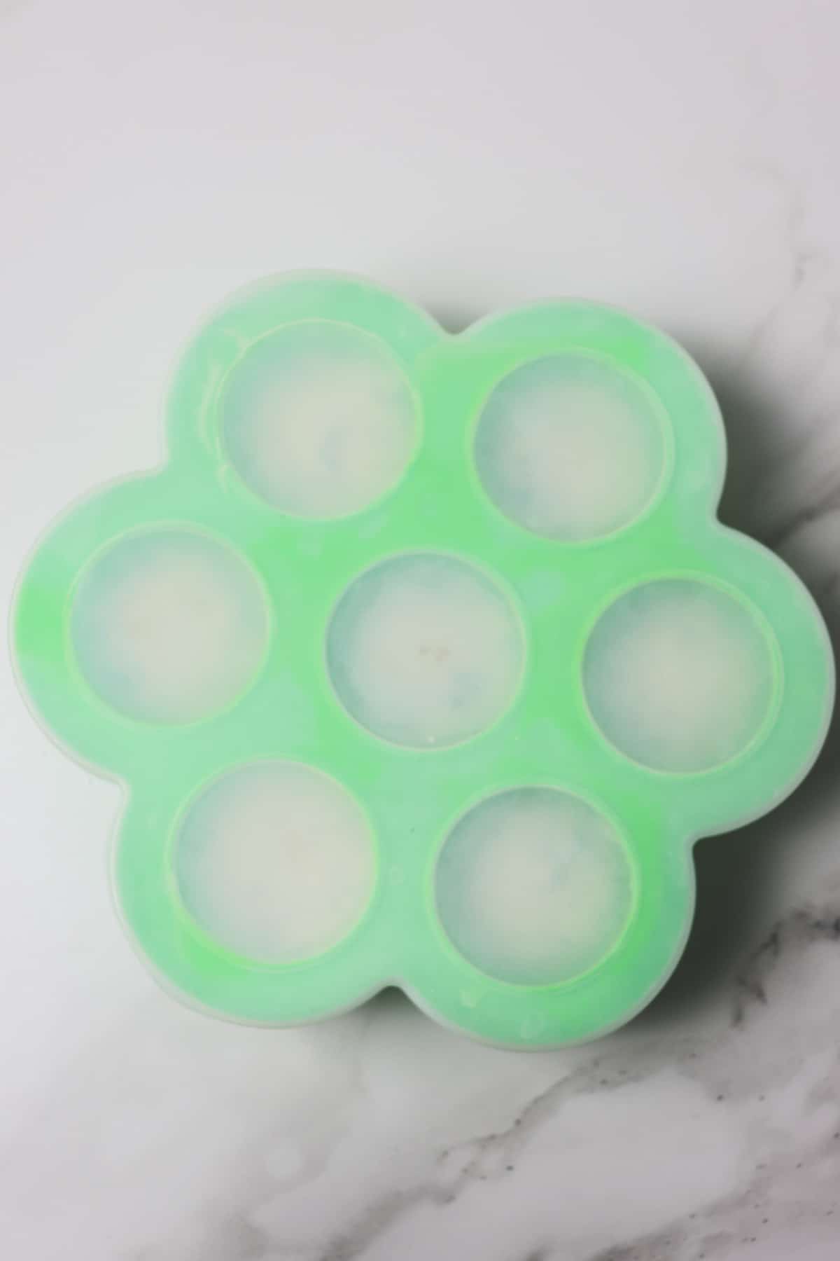 egg bite mold with silicone lid on