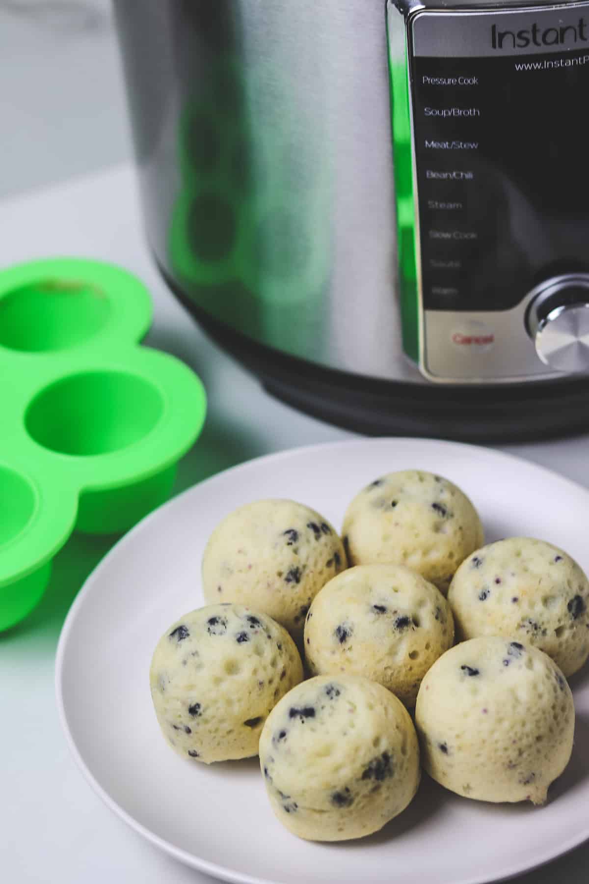 muffin bites in front of the instant pot