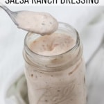 low calorie salsa ranch dressing in a mason jar