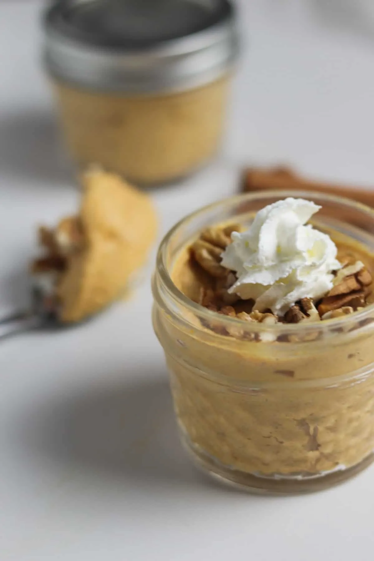 low calorie pumpkin fluff topped with whipped cream