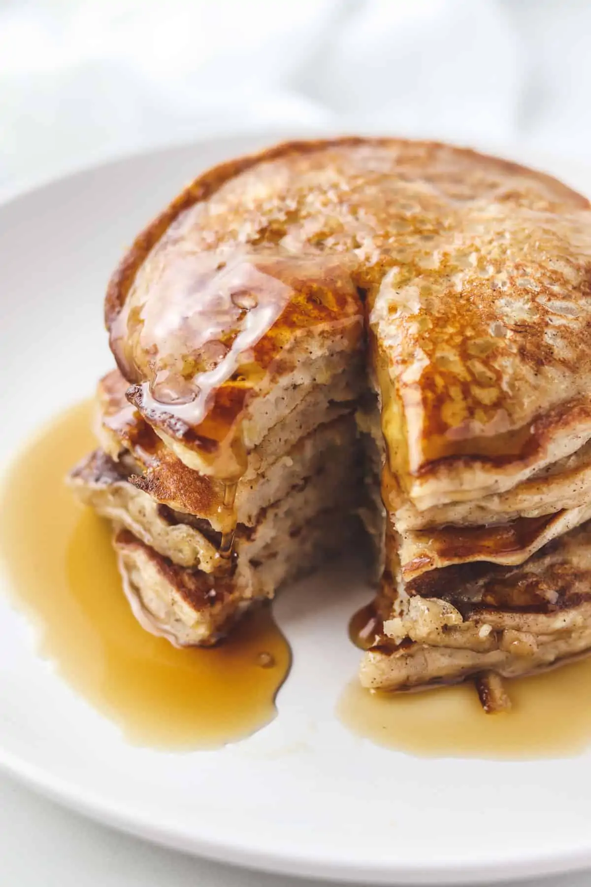 stack of low calorie pancakes with a bite taken out