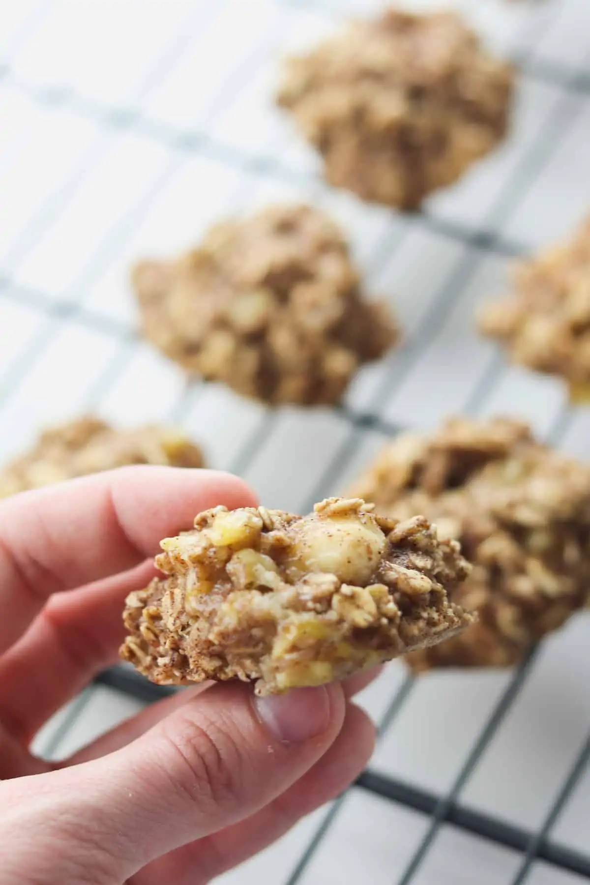 holding a banana oatmeal cookie