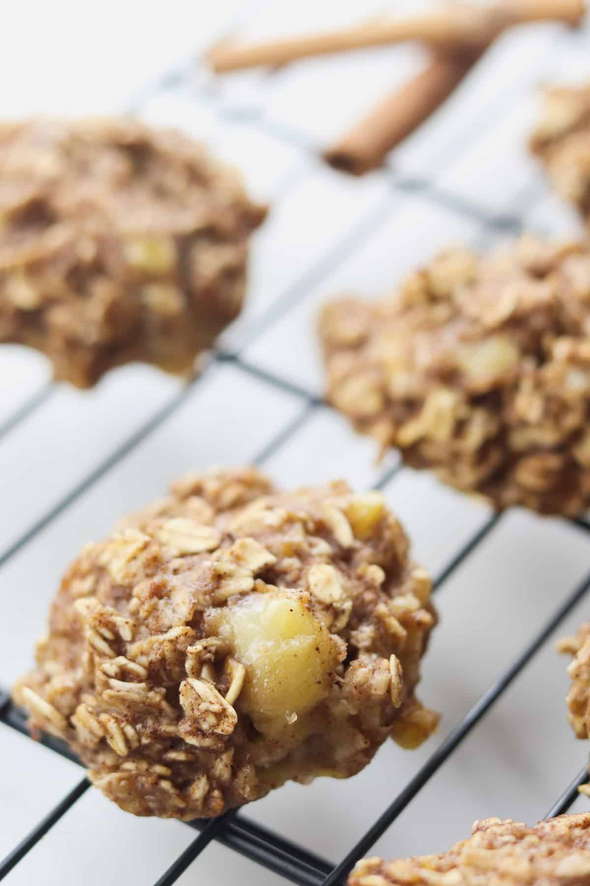banana oatmeal cookies on cooling rack