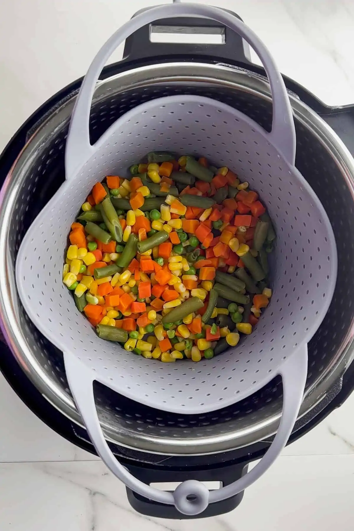 cooked vegetables in instant pot steamer basket